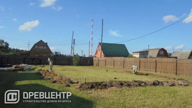 Строительство фундамента под дом из бруса по проекту ДБ 35