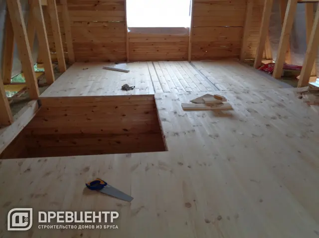 Фоторепортаж отделки мансардного этажа в доме из бруса в Калужской области